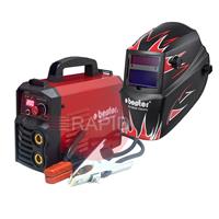 B18258-1-WH Lincoln Bester 210-ND MMA Inverter Arc Welder, with 3m Arc Leads & Bester Welding Helmet - 230v, 1ph
