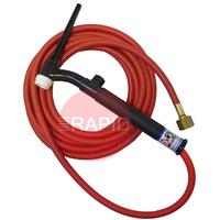 CK-CK17V12RSFFX CK17V Flex Head Gas Cooled TIG Torch With 1pc 3.8m Superflex Cable & Gas Valve. G3/8